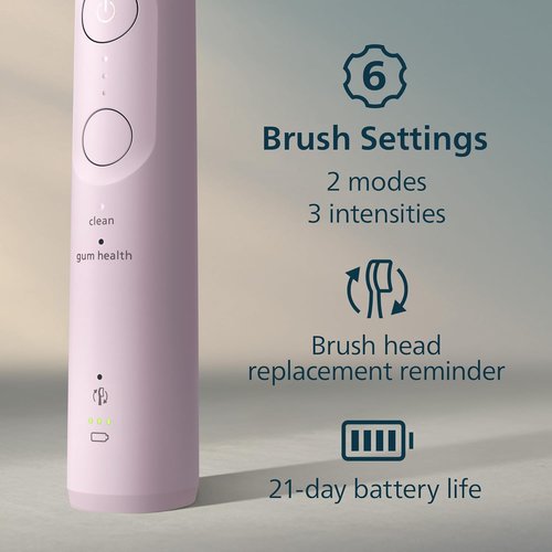 Philips Sonicare Electric Toothbrush - Pressure Sensor, 6 Brushing Settings, Light Pink | HX7132/03