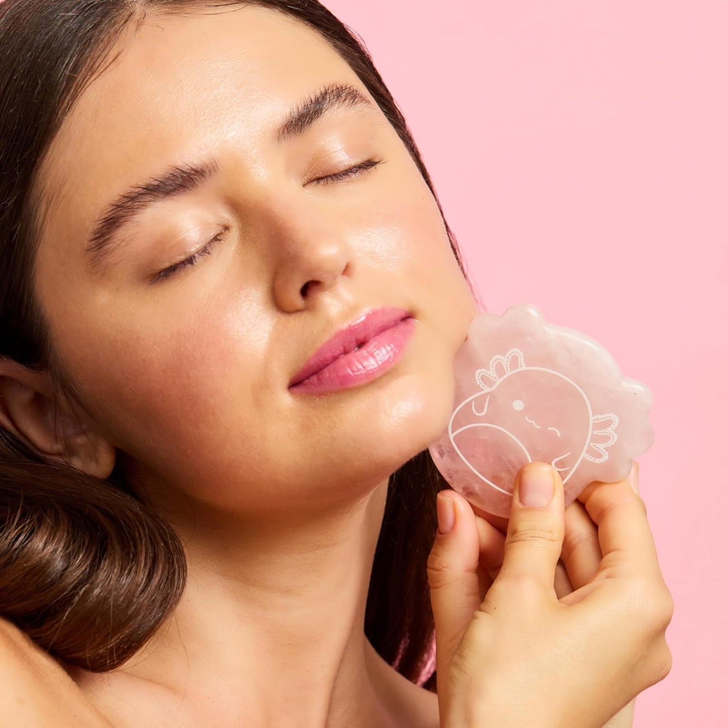 TONYMOLY Gua Sha Facial Massage Tool - Archie Axolotl Rose Quartz for Sculpting & Lymphatic Drainage | K-Beauty Gift
