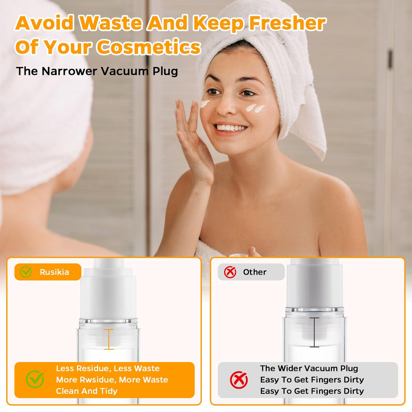 13 Pack Travel Size Containers, 1.7/1/0.5oz Clear Airless Pump Bottles, Makeup Containers, TSA Approved Skincare Empty Travel Bottles Leak Proof Refillable Jars for Toiletries, Lotion, Liquid, Cream