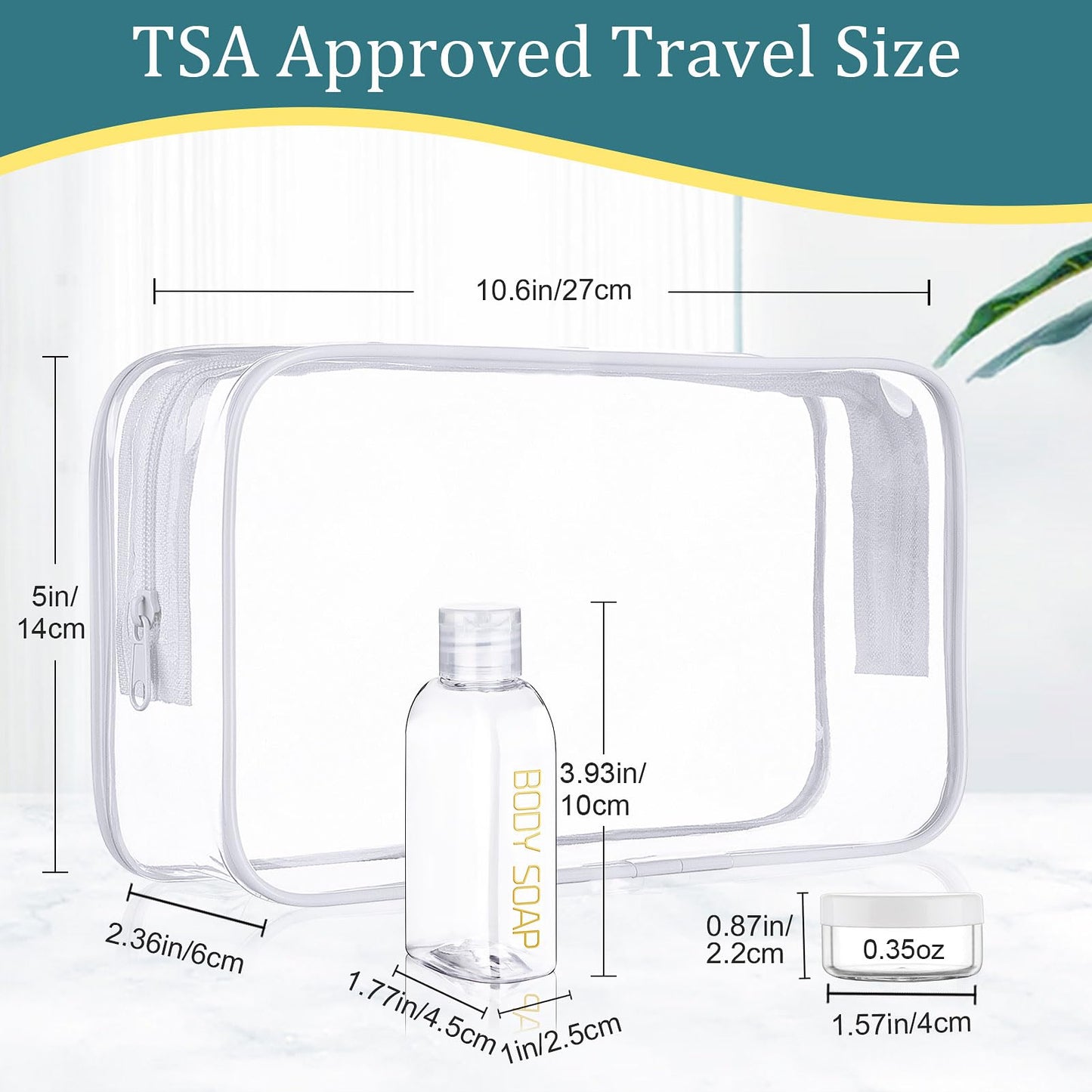 Cosywell Travel Bottles for Toiletries 10PCS Travel Shampoo and Conditioner Bottles TSA Approved Travel Size Containers Leakproof Plastic Cream Jars Refillable Cream Lotion Travel Essential Toiletrie