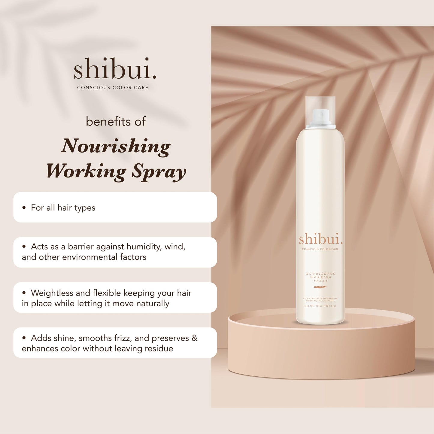 Shibui Nourishing Working Spray, Buildable Hold & Shine, Color-Safe, Vegan & Sulfate-Free, 10 Fl Oz