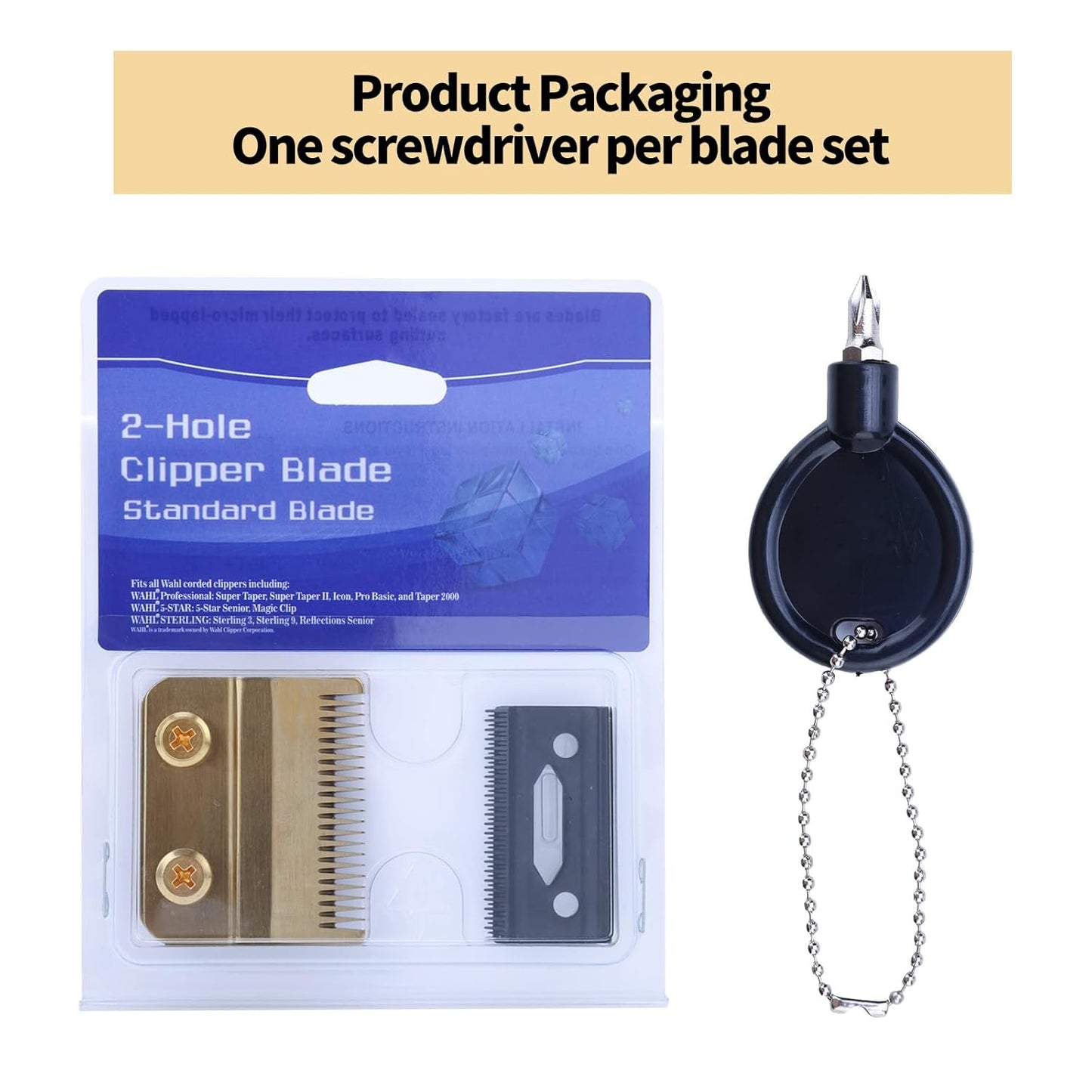 Wahl 5 Star Replacement Blade Set - Professional 2-Hole Stagger Tooth Gold Blades for Hair Clippers
