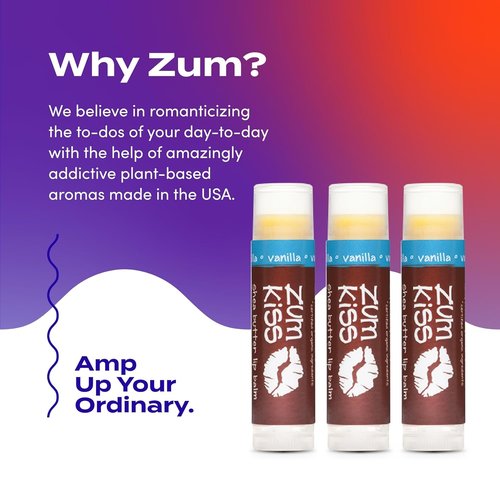 Indigo Wild Zum Kiss Stick - Hydrating Natural Lip Balm with Organic Beeswax & Vitamin E - Vanilla (3 Pack)