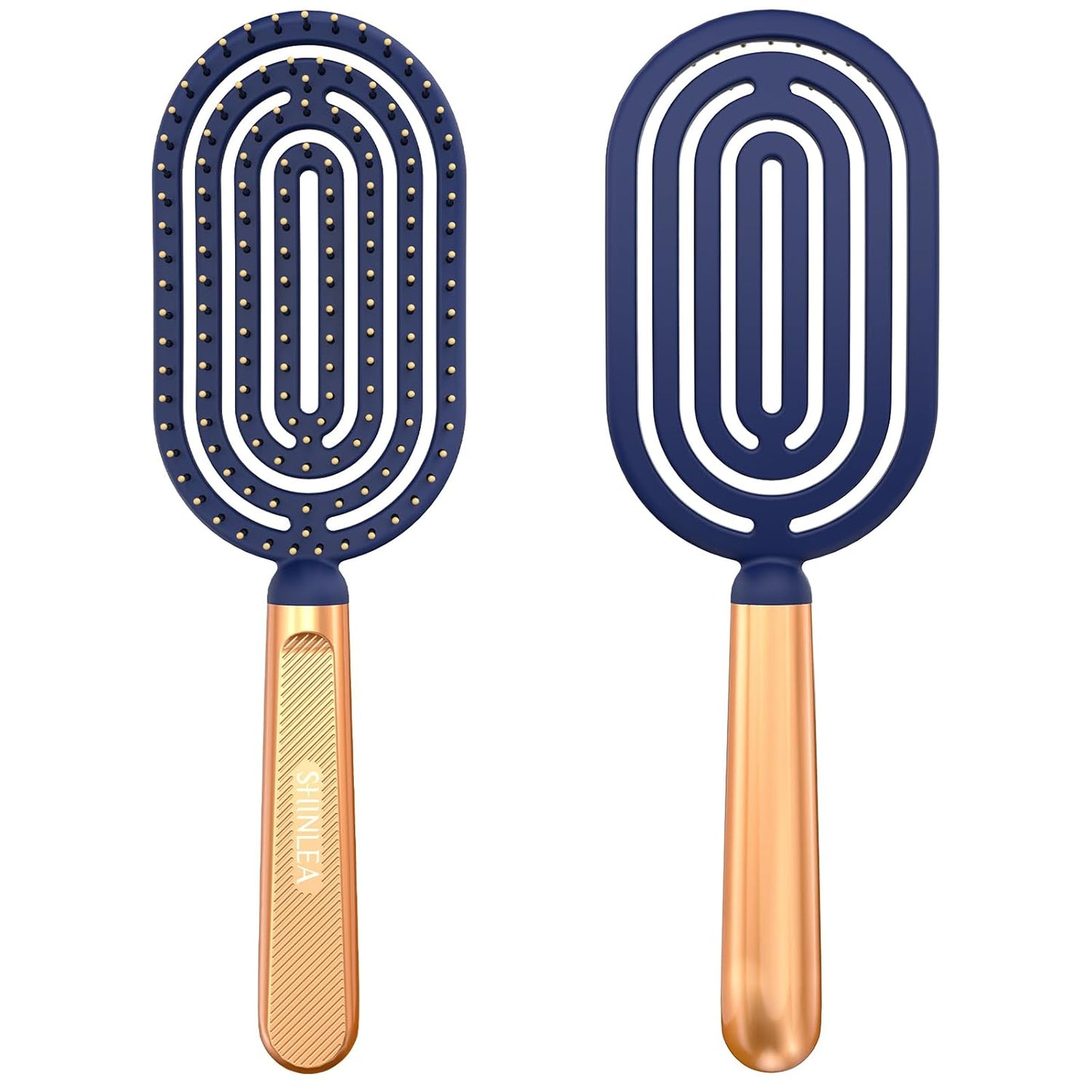 SHINLEA Speed Dry Detangler Brush - Metal-Infused Gold Handle & Curved Design for Wet Hair