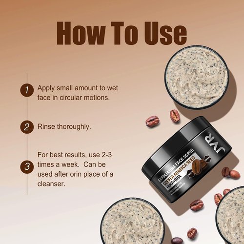 JVR Face Scrub for Men - Deep Exfoliating Facial Scrub with Coffee Extract & AHA/BHA | 4.23 oz