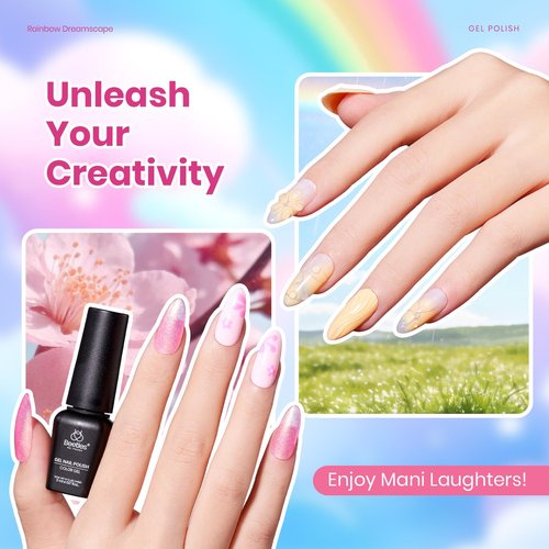 Beetles Pastel Gel Polish Set - Rainbow Dreamscape 25 Colors Spring Gel Polish Kit with Base Coat&Top Coat Soak Off UV Led Nail Set Pastel Glitter Colors Nail Art Kit Easter Gifts for Women&Girls