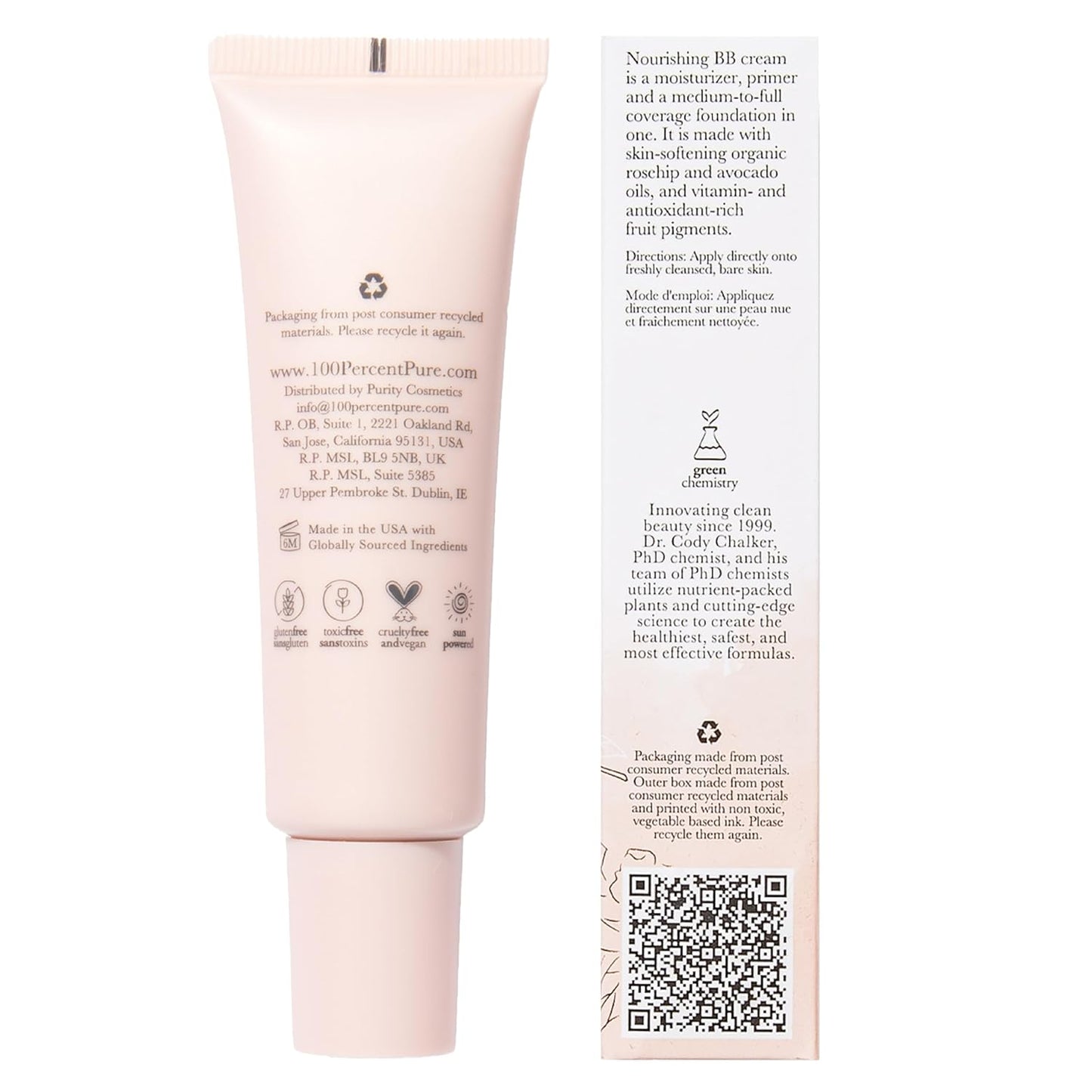 100% PURE BB Cream - Full Coverage Skin Care & Glow | Aglow Shade 20 - Vegan, Dewy Finish - 1 Fl Oz