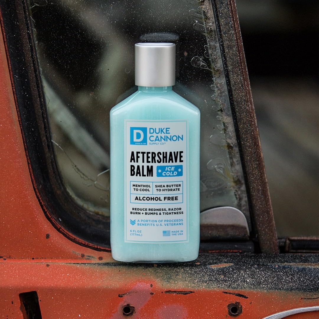 Duke Cannon Supply Co. Ice Cold Cooling Effect After-Shave Balm - Closes Pores and Soothes Skins to Prevent Irritation - Sandalwood, 6 oz.