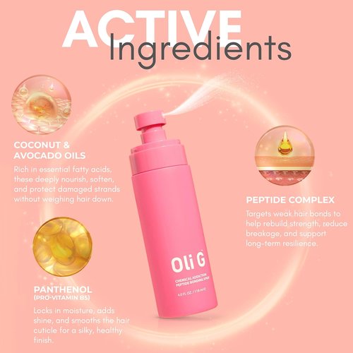 Oli G Chemical Addiction Peptide Bonding Spray - Bond-Repair Leave-In for Damaged Hair | 4oz/118ml