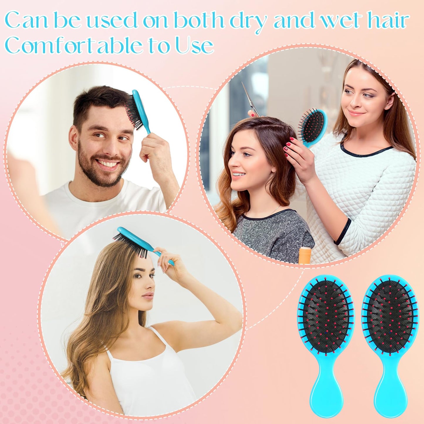 24 Pcs Mini Brush Hairbrush for Kids Girls Wet Little Travel Hairbrush Mini Hair Brush Detangling Soft Bristles Hair Brush for Most Hair Types Smoothing with Ease Knots (Blue)