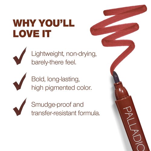 Palladio Lip Stain - Hydrating Waterproof Formula for Long-Lasting Matte Color | Mocha Cream