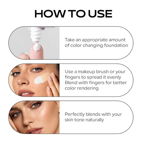 KYDA Color Changing Foundation - Skin Tone Matching Liquid Makeup for All Skin Tones | Medium to Full Coverage, Hydrating Formula #200