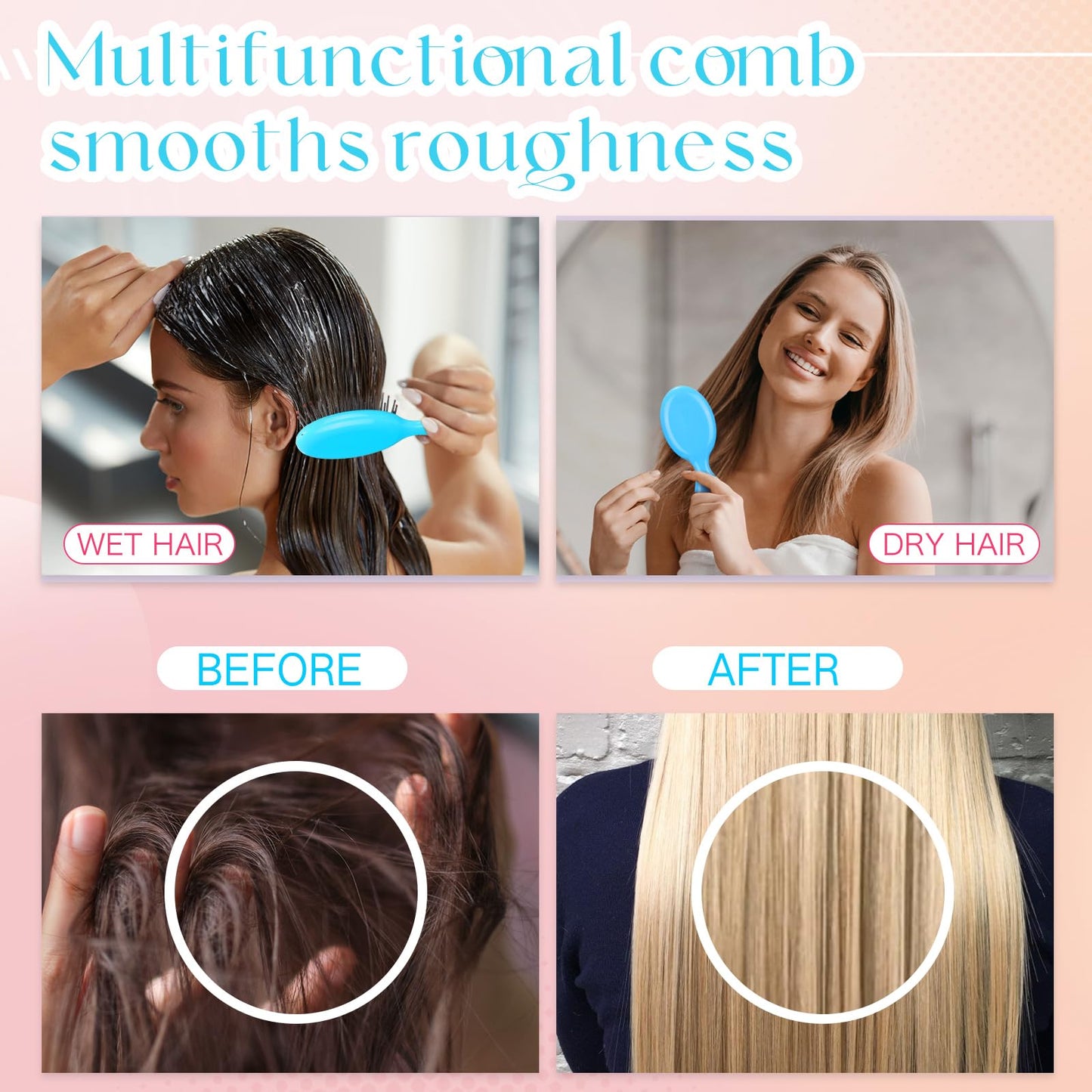 24 Pcs Mini Brush Hairbrush for Kids Girls Wet Little Travel Hairbrush Mini Hair Brush Detangling Soft Bristles Hair Brush for Most Hair Types Smoothing with Ease Knots (Blue)
