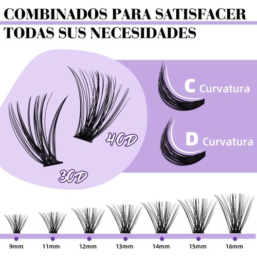 B&Q Lash Clusters Kit 280PCS Eyelash Clusters Kit,30D 40D D 9-16MIX Individual Lash Comfortable Eyelash Extension Set, Classic Look with Bond and Seal Waterproof, Remover DIY at Home(Set,30D+40D)