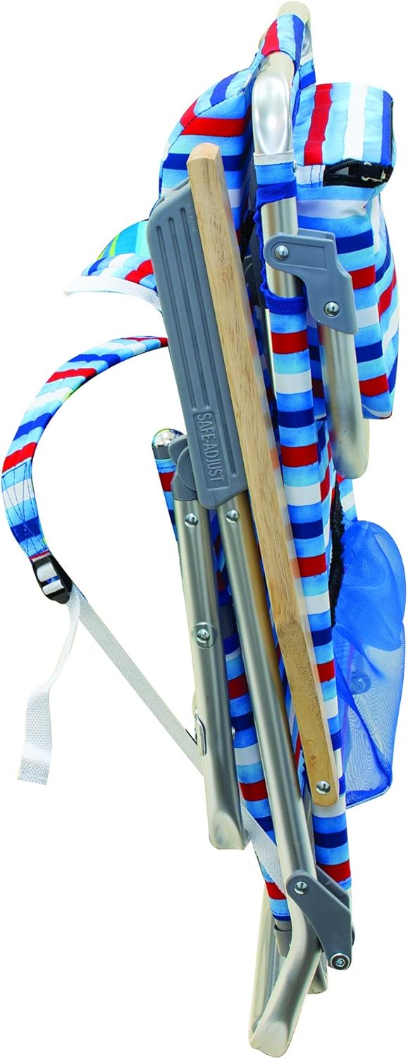 Tommy Bahama Folding Beach Chair - 5-Position Lay Flat Design | Aluminum Frame, Red, White & Blue Stripe
