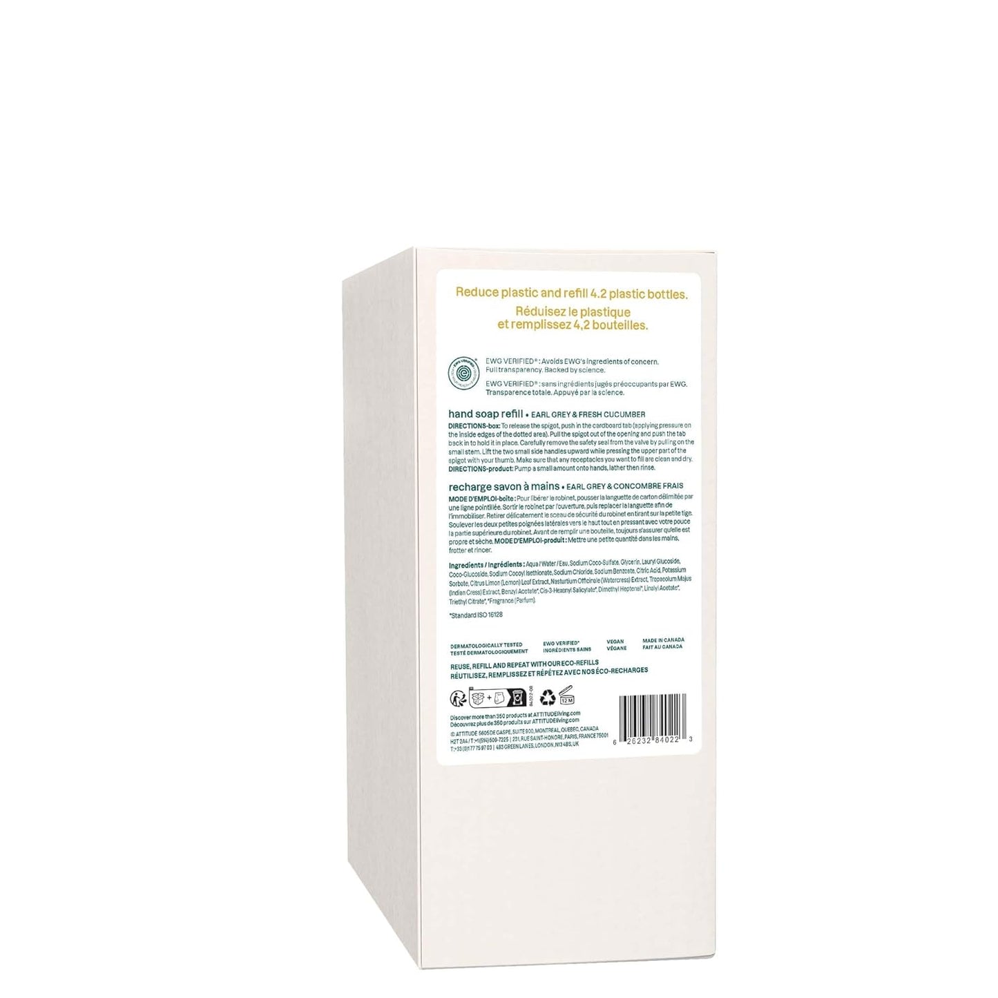 ATTITUDE Liquid Hand Soap - EWG Verified, Vegan & Plant-Based | Earl Grey & Fresh Cucumber, 67.6 Fl Oz