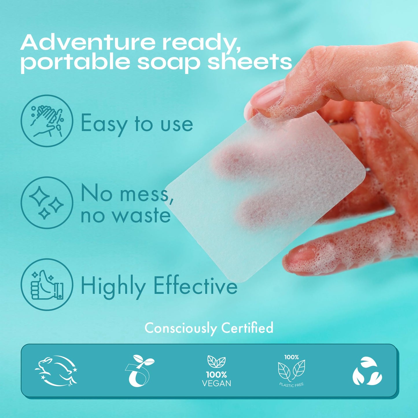 FOMIN - Antibacterial Paper Soap Sheets for Hand Washing - (200 Sheets) Unscented Portable Travel Soap Sheets, Dissolvable Camping Mini Soap, Portable Hand Soap Sheets