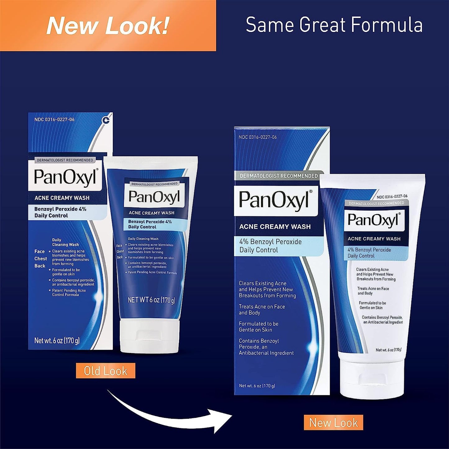 PanOxyl 4 Acne Creamy Wash, 4% Benzoyl Peroxide 6 oz (Pack of 10)