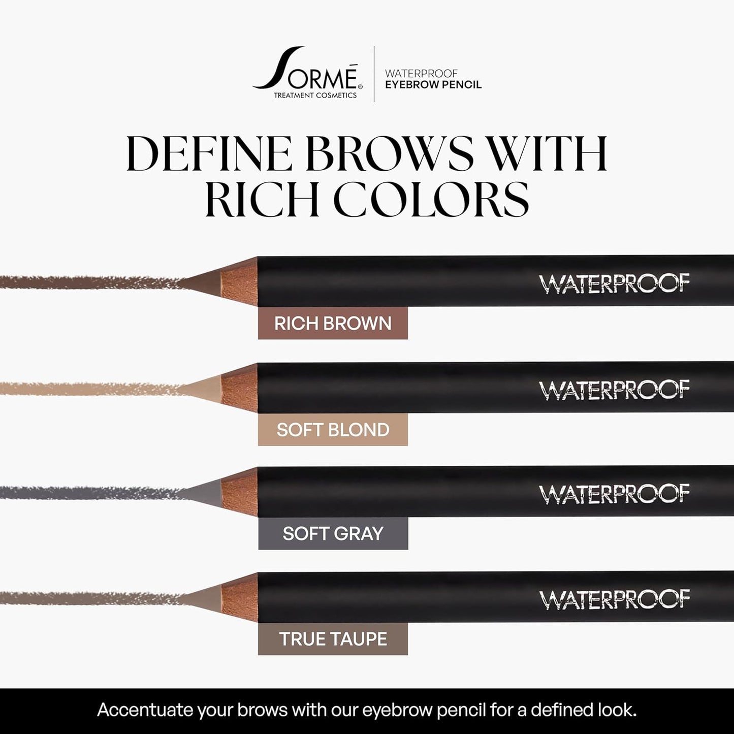 Sorme Waterproof Eyebrow Pencil - Smudgeproof Soft Blonde Shade | Dual-Ended Brow Pencil & Brush | 0.04 oz
