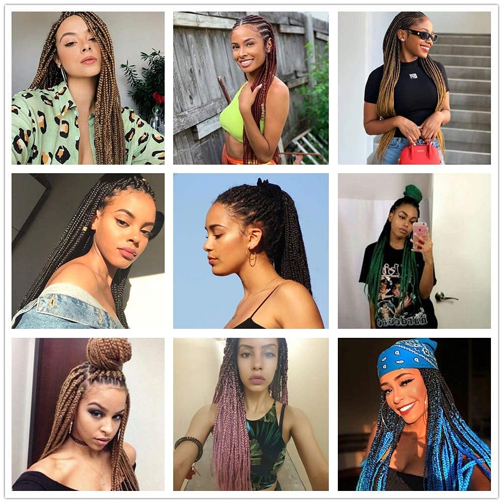 Pre-Stretched Braiding Hair Extension Ombre Natural Black To Brown Crochet Braiding Hair 20 Inch 8 Packs Hot Water Setting Professional Yaki Synthetic Hair For Twist Braids (20Inch,#1B/30)