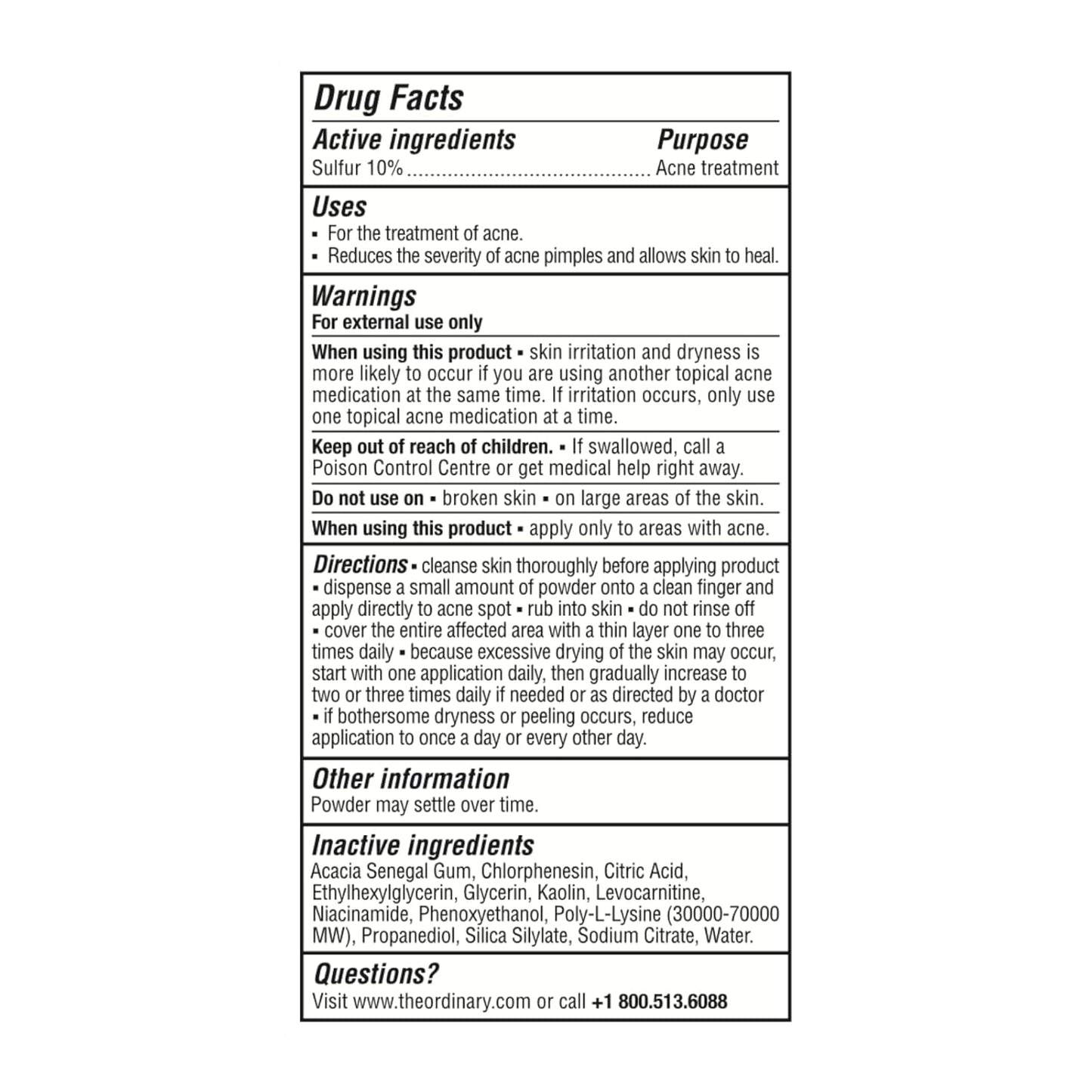 The Ordinary Sulfur 10% Acne Spot Treatment - Reduces Pimple Size & Redness | 0.18 Oz