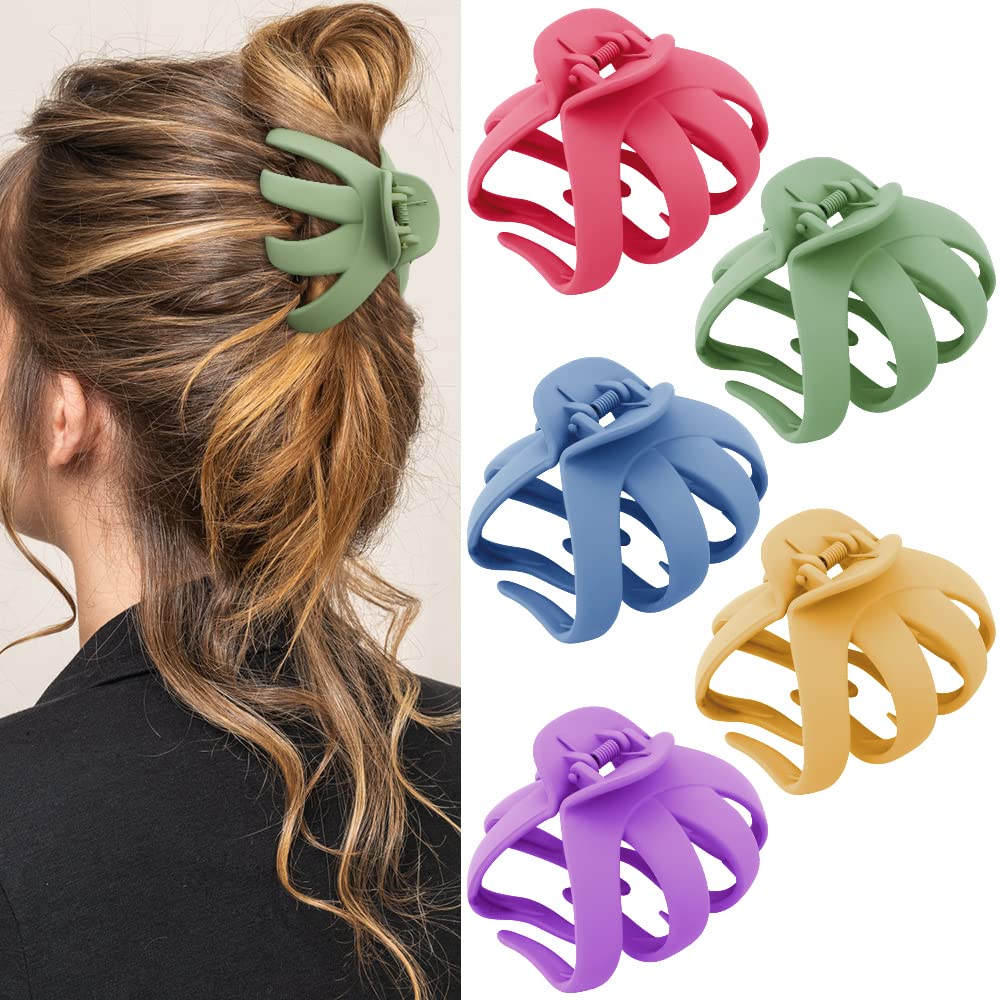 Hair Clips Claw Clips for Thick Hair 5Pcs Large Hair Clips 3.15'' Big Octopus Hair Clip Long Thick Medium Hair Neutral Jumbo Jaw Clips Hair Accessories for Women Girls
