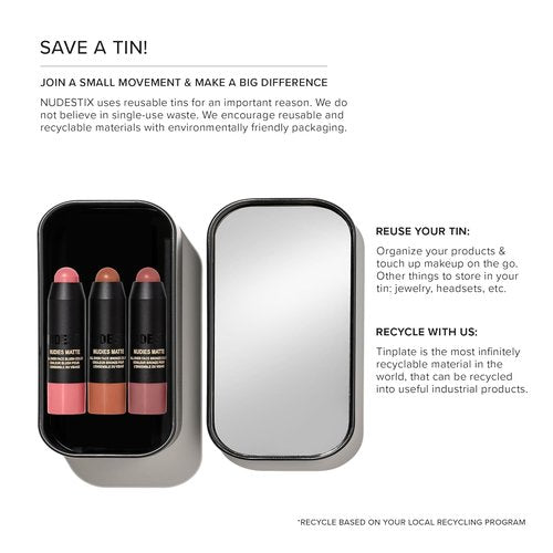 Nudestix Sunkissed Blush & Bronze Mini Kit - Matte Cream Makeup Sticks for Cheeks, Eyes & Lips | Vegan & Travel-Friendly