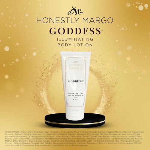 Honestly Margo Goddess Shimmer Body Lotion - Luxury Golden Moisturizer for Soft Skin Glow | 6 Oz
