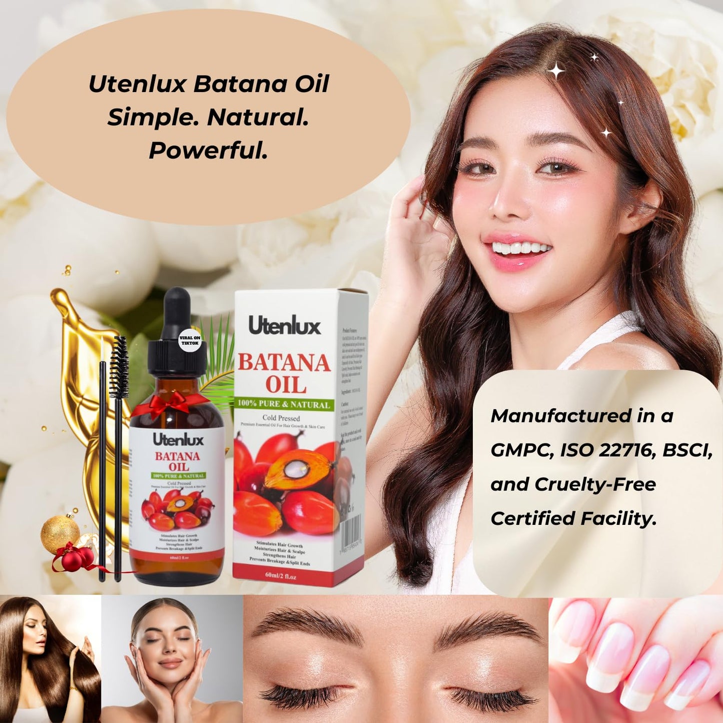 Utenlux 100% Pure Batana Oil, Botana Oil Hair Growth, Dr. Sebi Organic Cold-Pressed Hair Growth Oil from Honduras, Unrefined & Raw, Aceite de Batana, Ojon Oil (2 oz)