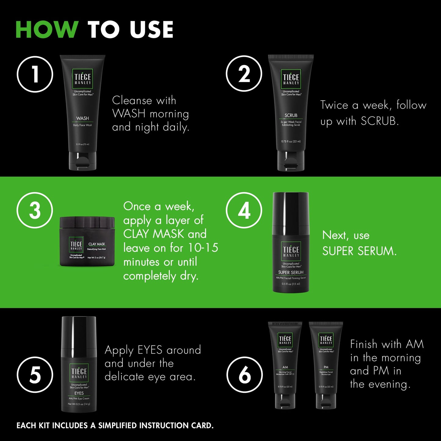 Tiege Hanley Men’s Skin Care Set, Revitalization Routine (System Level 4) – Face Wash, Scrub, Moisturizer, Eye Cream, Serum & Clay Mask for Tired, Dull Skin & Rejuvenation