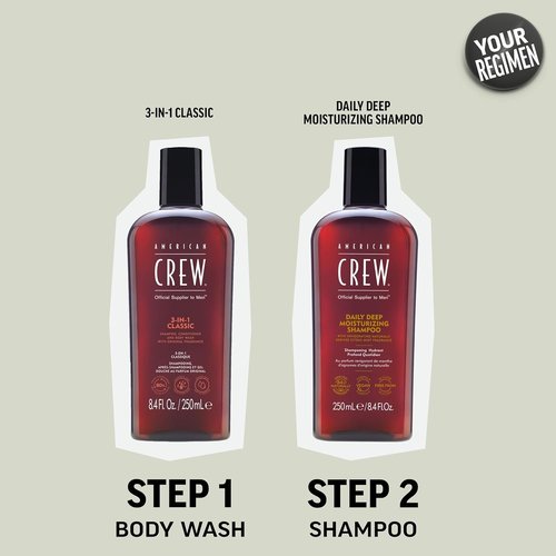 American Crew Shampoo - Daily Deep Moisturizer for Men | Naturally Derived, Vegan, Citrus Mint, 3.3 Fl Oz