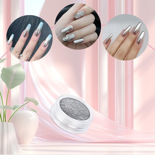 Artdone 8 Jars Chrome Nail Powder Magic White Pearl Kit Mirror Effect Silver Metallic Holographic Dip Nail Powder Decoration Iridescent Aurora Mermaid Pigment