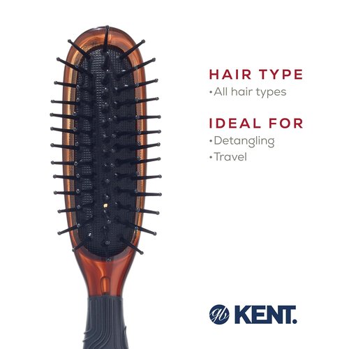 Kent Minihog Detangler Brush - Anti-Static Hair Brush with Rounded Nylon Bristles | Travel-Friendly Design