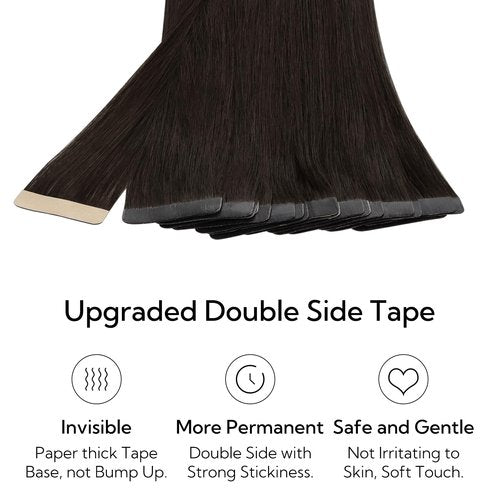 HOTBANANA Tape in Hair Extensions, 24 Inch 20pcs 50g Dark Brown Tape in Hair Extensions Human Hair Tape Hair Extensions Straight Remy Human Hair Tape in Extensions
