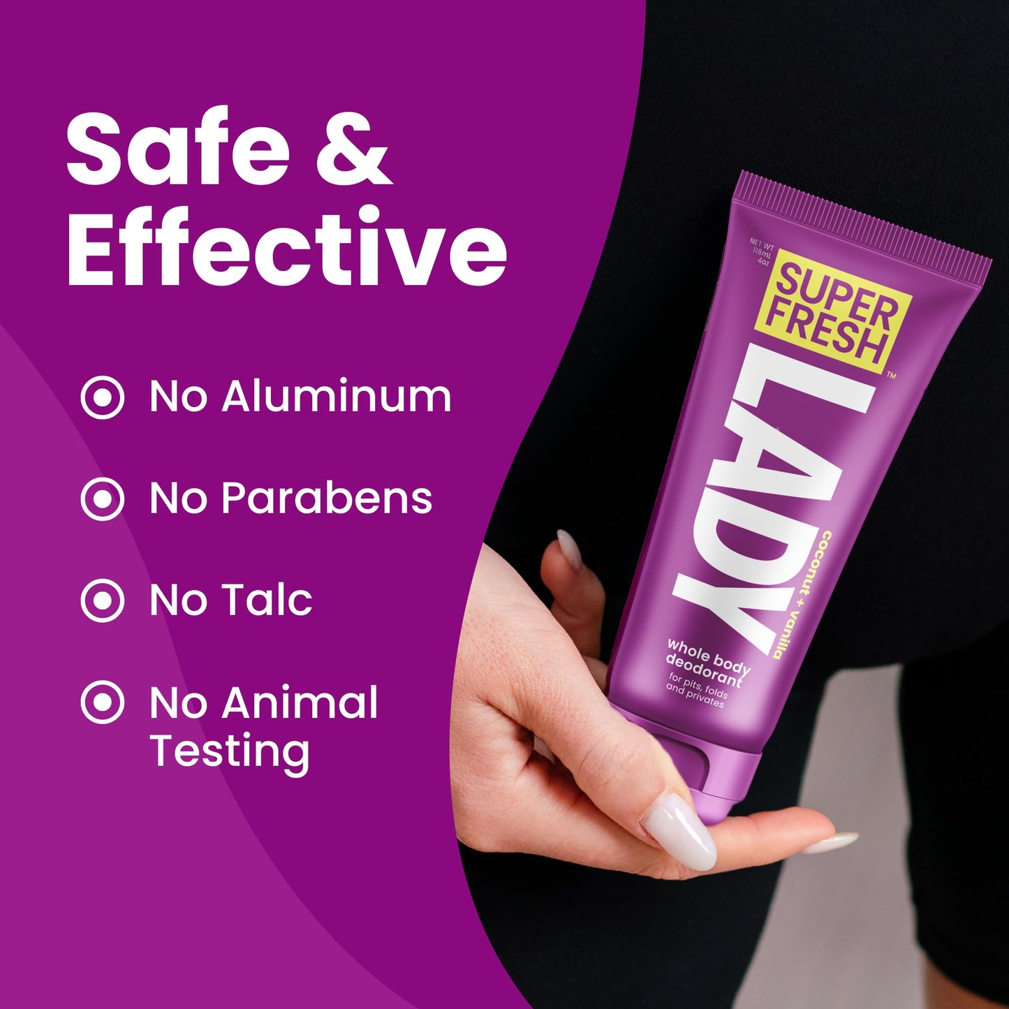 Lady Parts Whole Body Deodorant Lotion for Women - INVISIBLE CREAM for Privates & Full Body - Stop Odor & Stay Fresh - Aluminum Free Feminine Hygiene - Lightly Scented - 4oz (2PK)