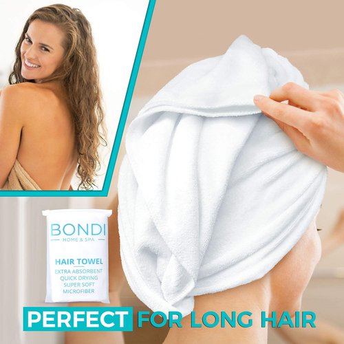 Bondi SPA Microfiber Hair Towel - Dries Hair 50% Faster - Super Absorbent & Soft XL Towel for All Hair Types