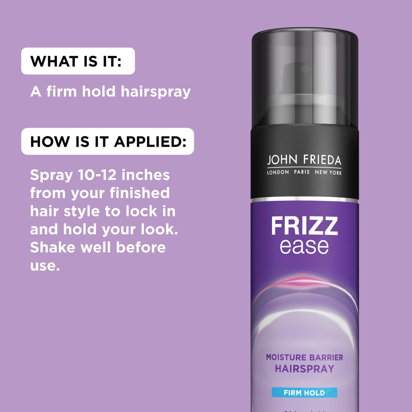 John Frieda Anti Frizz, Frizz Ease Firm Hold Hairspray, Anti-Humidity Spray for Hair, for 24-hour Hold, 12 Oz, Pack of 2