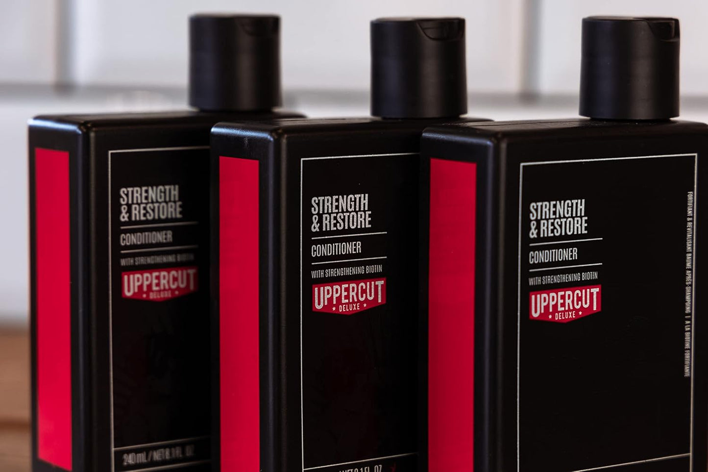 Uppercut Deluxe Conditioner - Strength & Restore 8oz | Biotin & Caffeine for Thin, Fine Hair | Moisturizing Daily Care