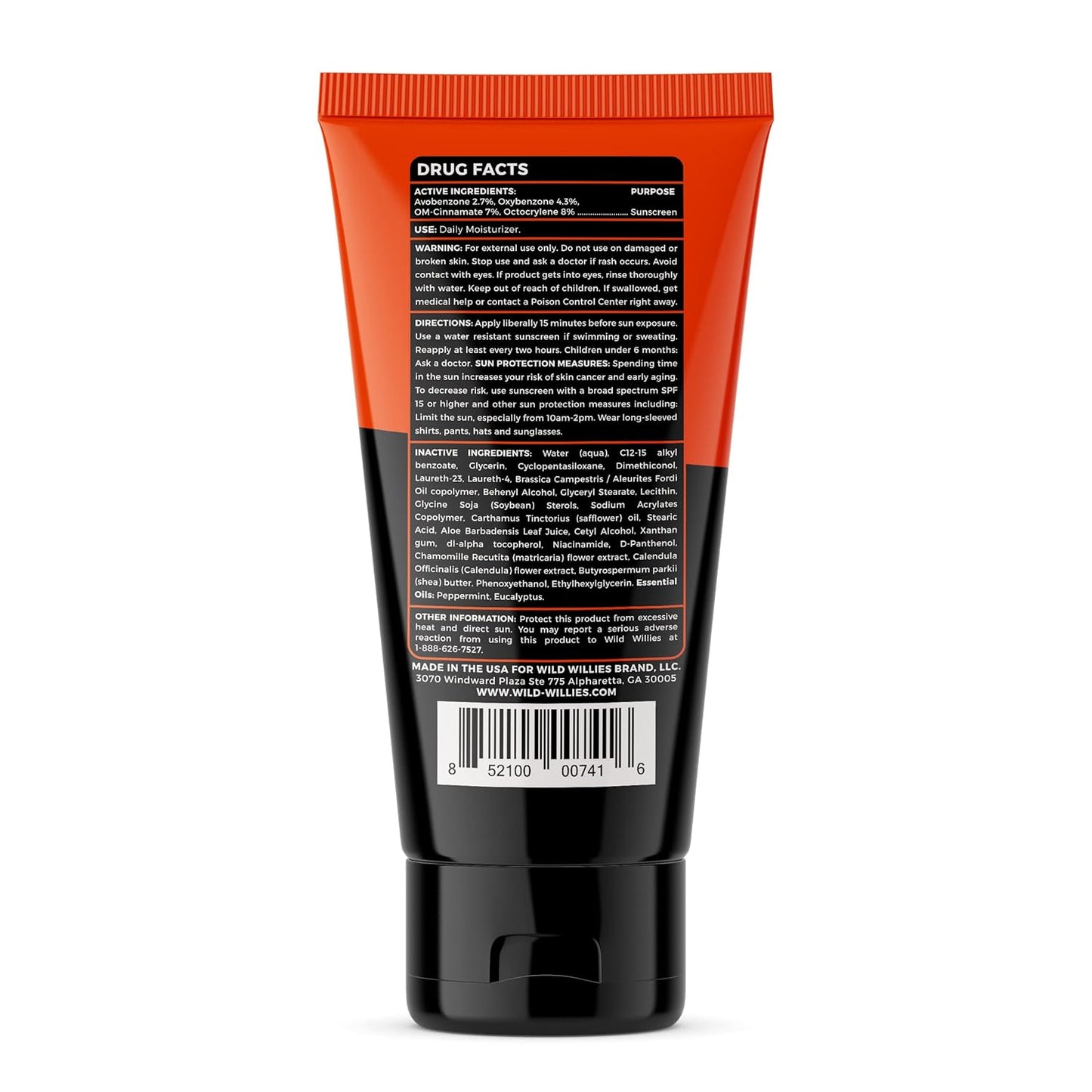 Wild Willies Men's Daily Facial Moisturizer SPF 30 - Antioxidant-Rich Lightweight Lotion for All Skin Types