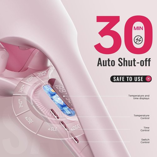 LENA S16 Hair Waver | Beach Waves Curling Iron with 3 Titanium Ceramic Barrels, Anti-Scald Protection, 1.25 Inch, Pink