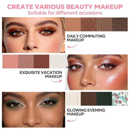 LUXAZA PRO 5-in-1 Eyeshadow Makeup Palette - 18 Natural Nude Shades, Long-Lasting & Smudge-Proof