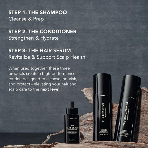 Caldera + Lab Hair Care System for Men - Sulfate-Free Shampoo, Conditioner & Scalp Serum | Fuller, Stronger Hair | Gift-Ready Set