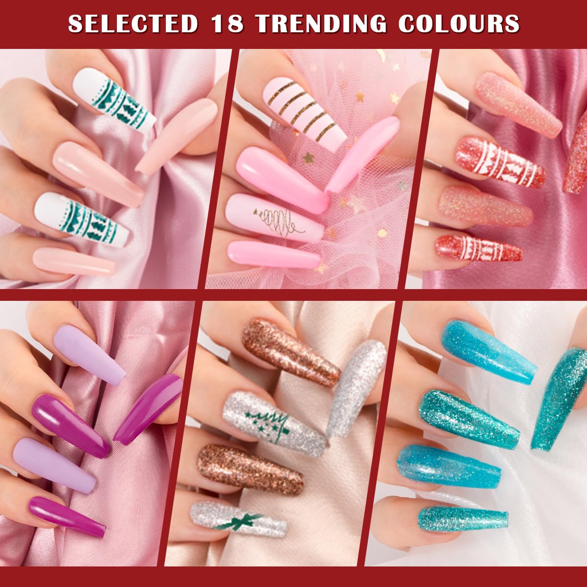 Lavender Violets 49 PCS Gel Nail Polish Set,45 Colors Summer Neon Glow in the Dark Effect with Nail Primer,Builder Base Coat,Glossy,Matte Top Coat Red Jelly Nude Glitter New Year Gifts for Women A950