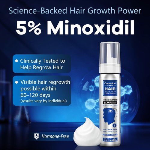 5% Topical Minoxidil Foam, Aerosol Minoxidil for Men, Infused with Biotin, Hair Growth Treatment, Supports Thicker and Fuller Hair & Beard Unscented (Minoxidil Foam, 8.44oz, 4 Months Supply)