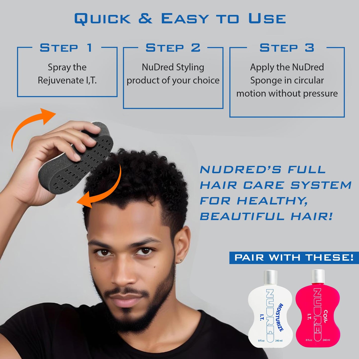 NuDred Hair Brush for Black Men and Women, Twisting Sponge for Curling Afro Style Dreads, Coils & Twists, Barber Curling Care Tool (Silver, Small Holes)