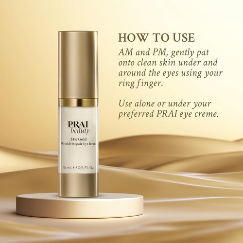 PRAI Beauty 24K Gold Eye Serum - Anti-Aging Wrinkle Repair Formula - 0.5 Oz
