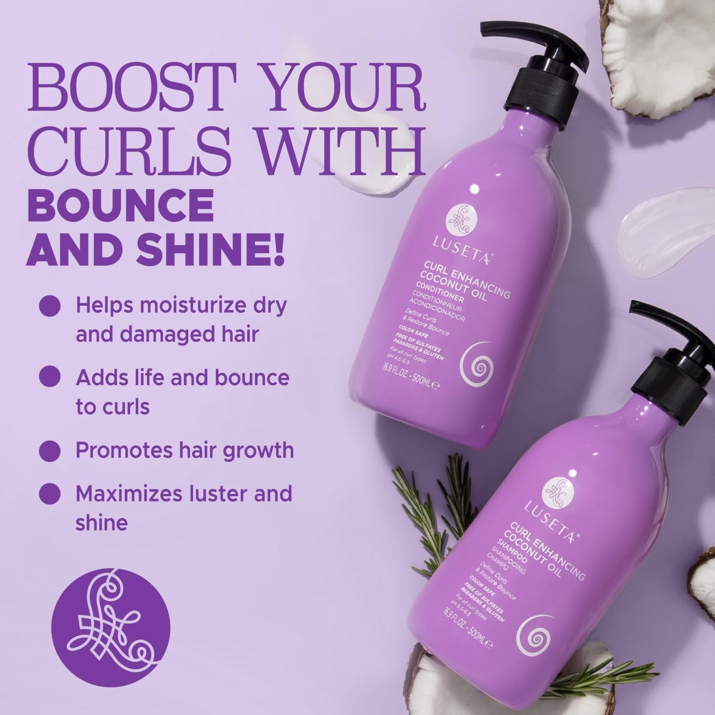 Luseta Hyaluronic Acid Moisturizing Shampoo & Conditioner Set for Dry and Damaged Hair, Sulfate Free Shampoo and Conditioner for Women Infused with Argan Oil and Shea Butter Paraben-Free2 x 16.9oz