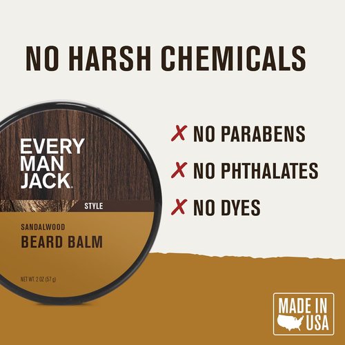 Every Man Jack Beard Styling Balm - Light Sandalwood Scent - Moisturizes & Styles - 2oz