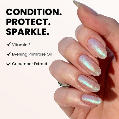 LONDONTOWN Shimmer Nail Highlighter - Iridescent Finish Nail Polish Treatment, Vegan & Cruelty-Free | Pastel Opal Aurora Borealis, 0.40 fl oz