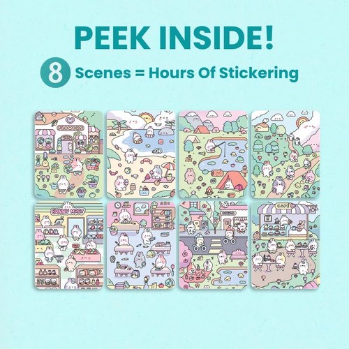 Cupkin Kids Sticker Book - 300+ Cute Bunny Stickers | Toddler Travel Coloring Fun for Ages 2-8